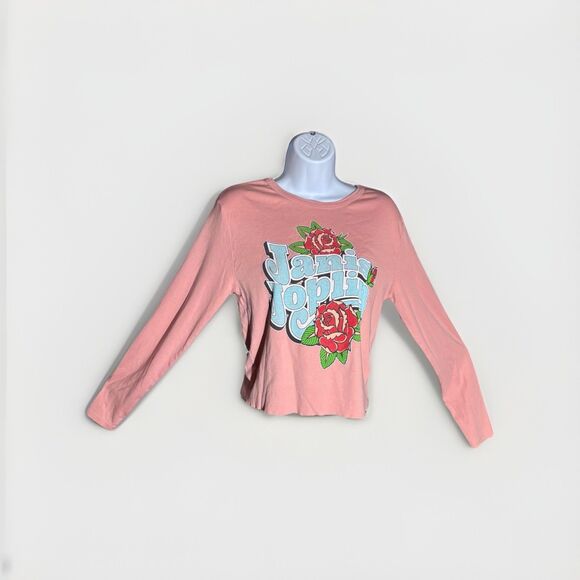 Rowdy Sprout Janis Joplin Rose Long Sleeve Rib Tee in Blush Teen Size 18 (L) - Picture 1 of 16